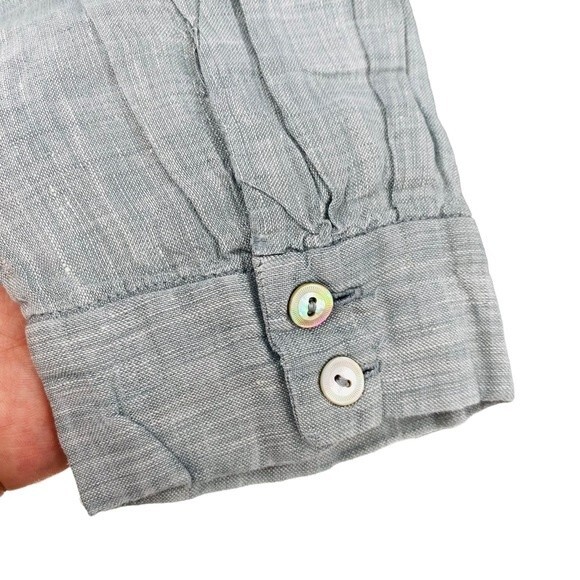 Eileen Fisher Size M Petite Organic Linen Button Down Shirt Light Blue Coastal - Picture 3 of 7